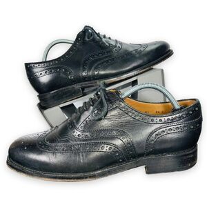 Grenson England Stanley Wingtip Brogue Oxford Black Leather 5033 Men's US 9.5 G